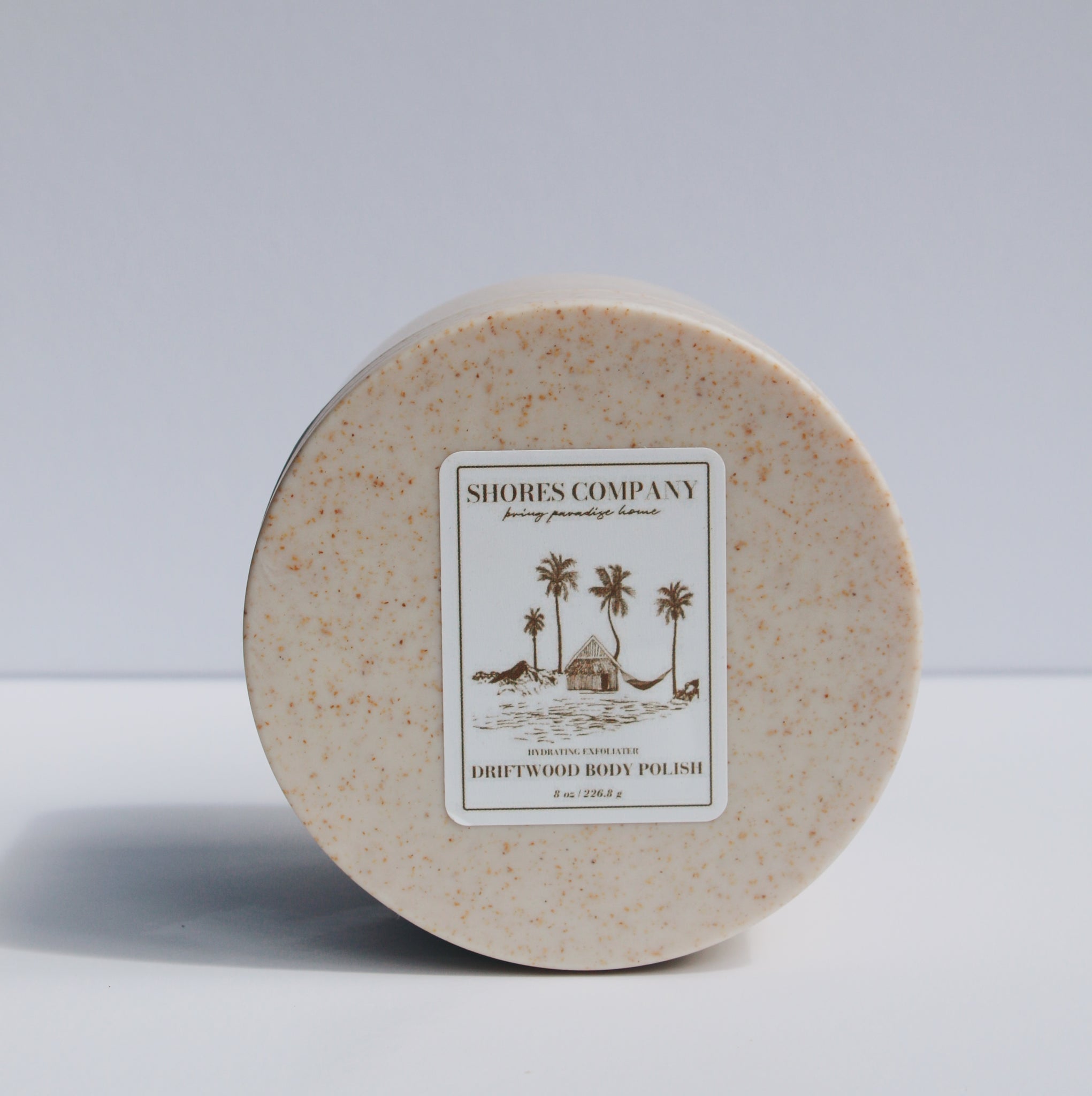 Shores Company Driftwood Body Polish – nourishing body scrub made with natural extracts for gentle exfoliation.
