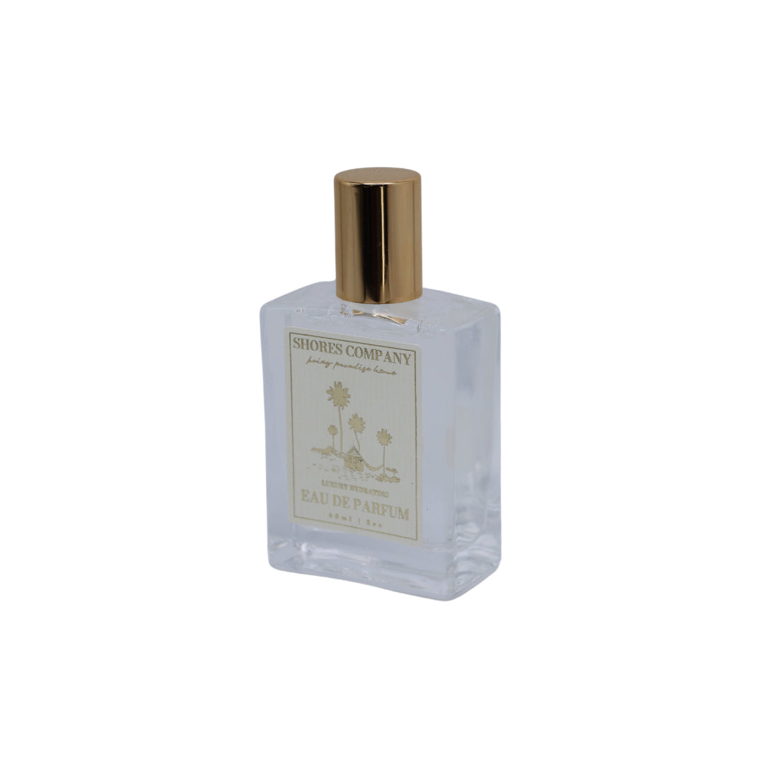 Elegant Windswept Eau de Parfum, infused with floral notes like gardenia and lily of the valley, offering a tranquil, island-inspired aroma ideal for everyday wear