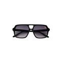 black aviator sunglasses with shores company gold palm logo