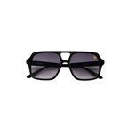 black aviator sunglasses with shores company gold palm logo