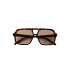 Tortiose aviator sunglasses with shores company gold palm logo