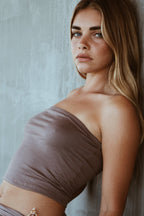 Kirra Tube Top in Coco Husk - Shores Company bamboo resort wear strapless top paired with kirra wrap