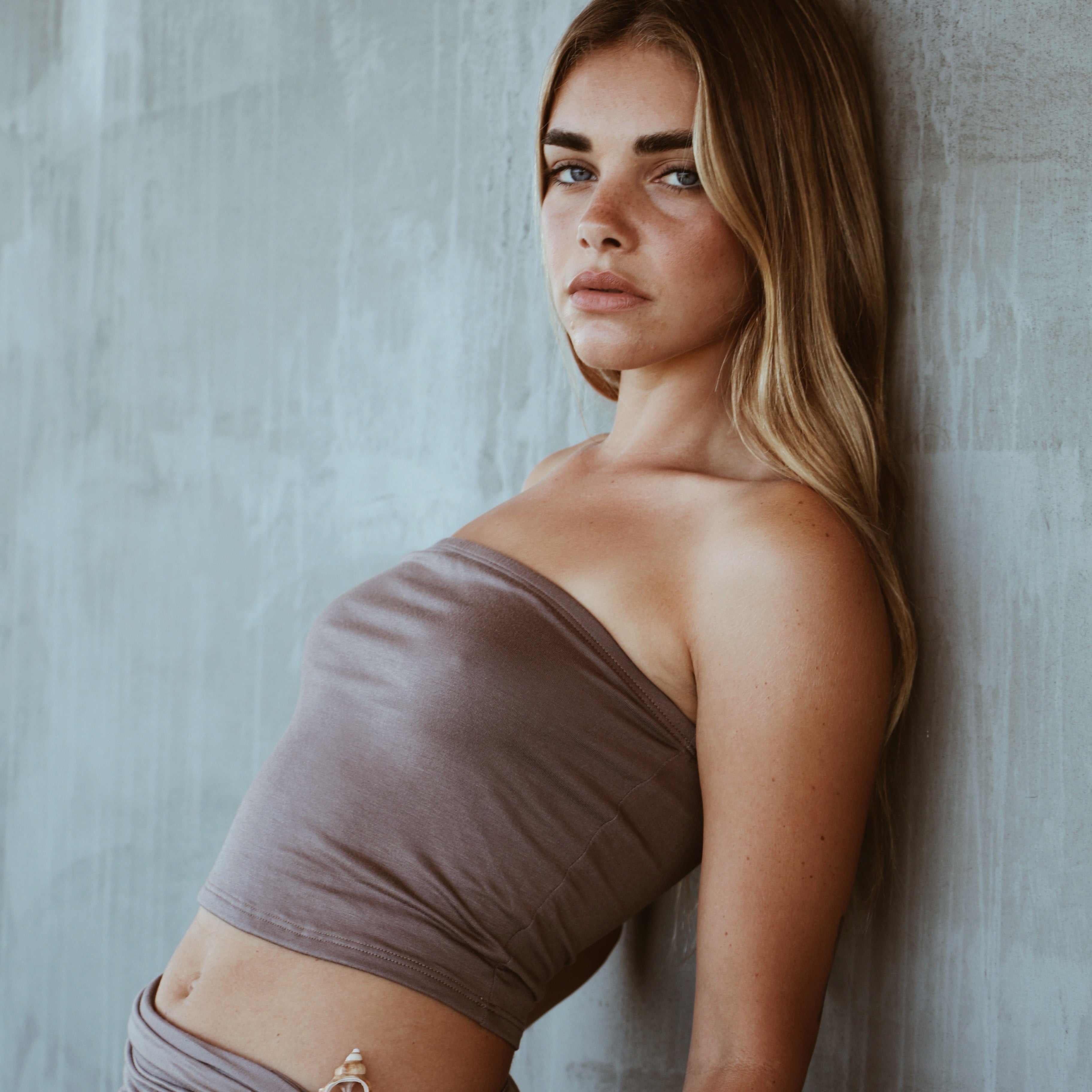 Kirra Tube Top in Coco Husk - Shores Company bamboo resort wear strapless top paired with kirra wrap