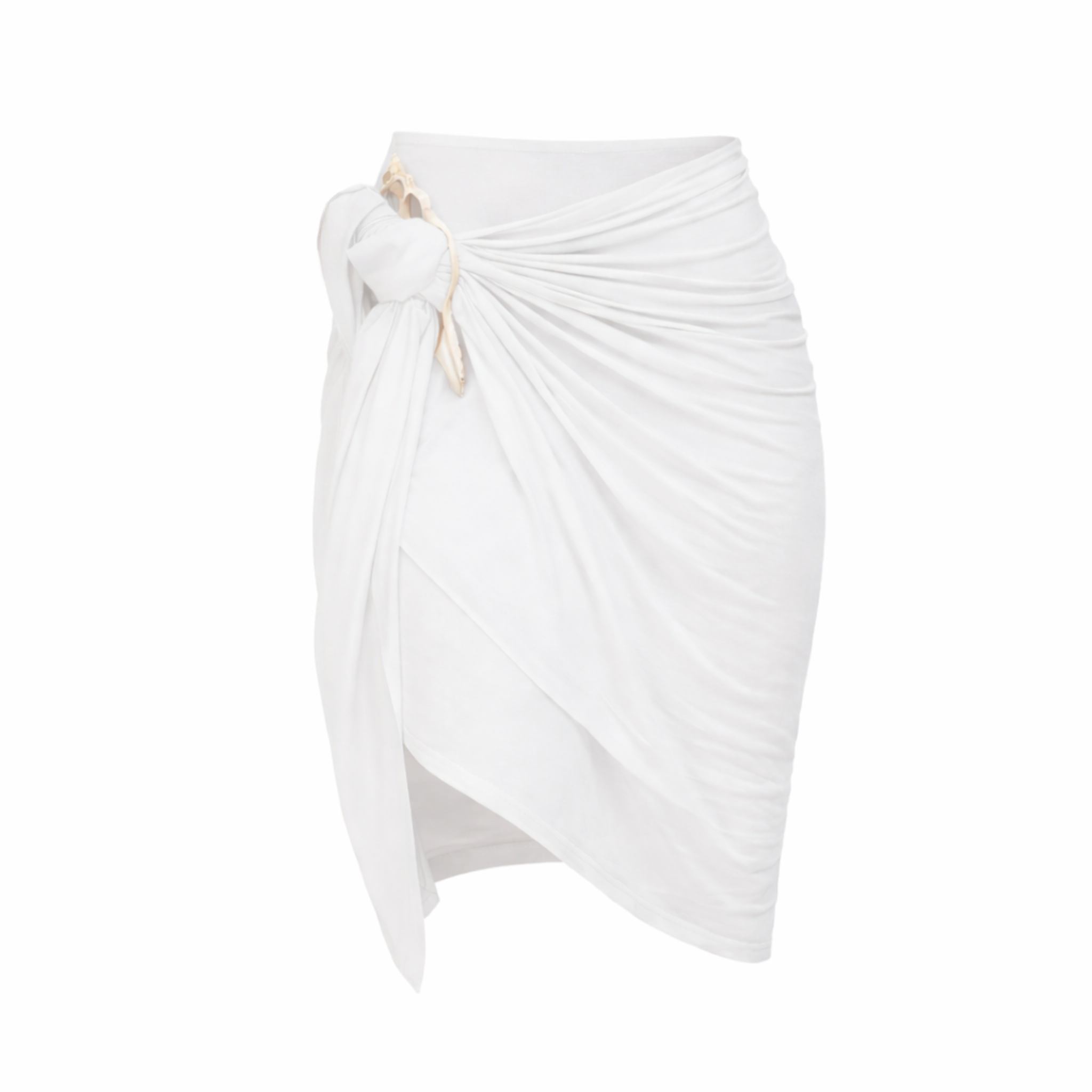 White draped skirt on a white background