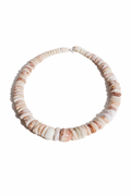 Necklace made of puka shell on a white background
