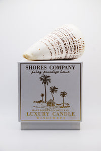 8oz Windswept Candle in Coconut Wax - Luxurious Ceramic Candle with Delicate, Floral Notes of Citrus, Rose, and Jasmine. Hand-Poured for a Relaxing Burn, Ideal for Adding a Touch of Island Elegance to Your Home.