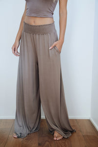 Brisa pant in Coco Husk – soft drape bamboo pant front view