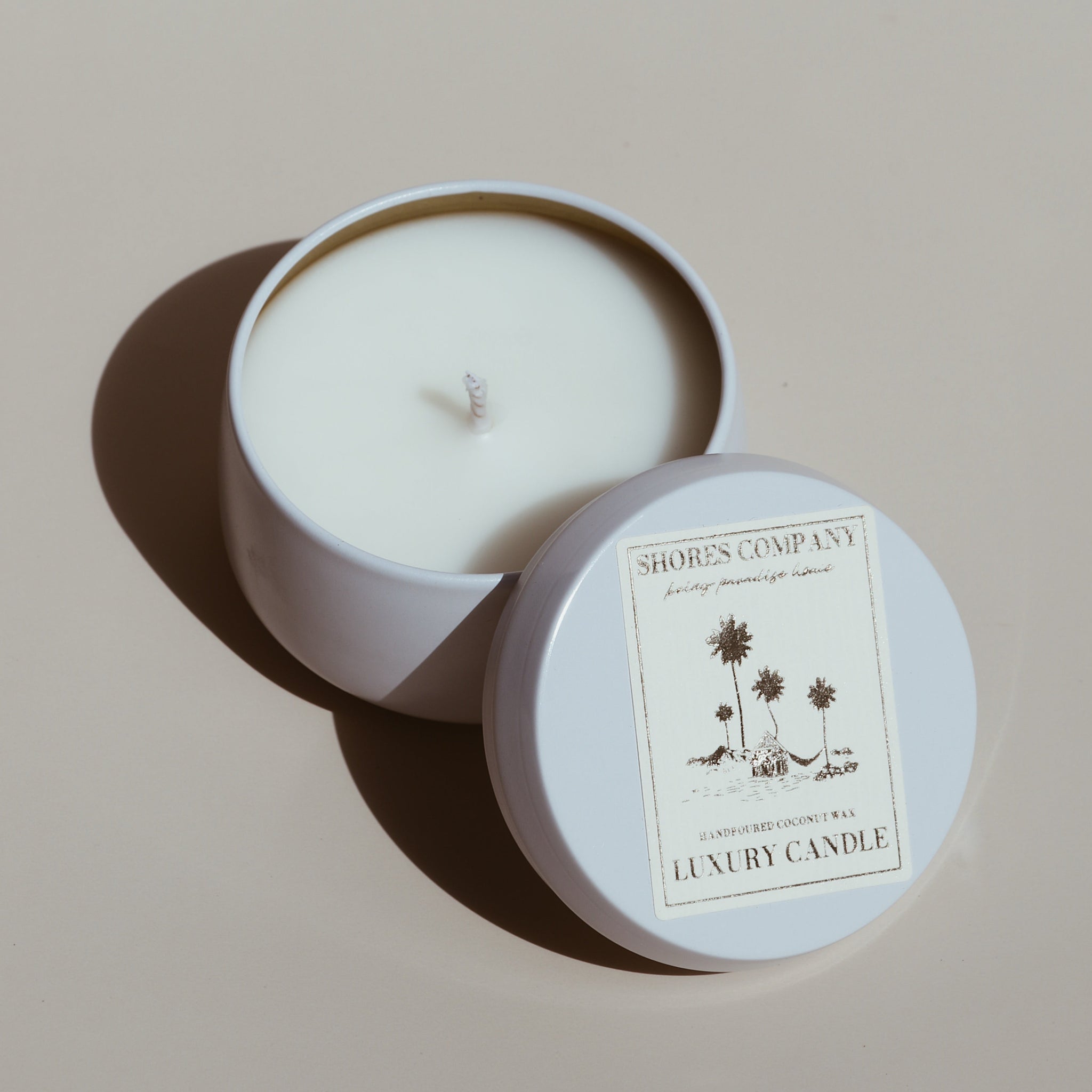 Minimalist Shores Company natural coconut wax candle, an eco-friendly home fragrance option.